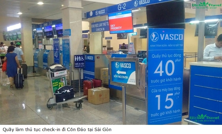 Quầy làm thủ tục check-in đi Côn Đảo tại Tân Sơn Nhất